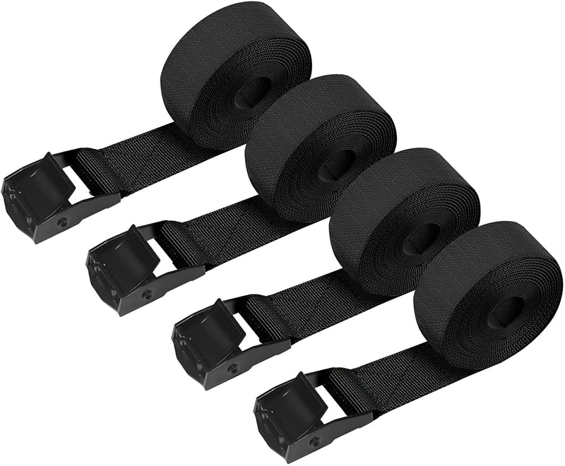 4 Pack Tie Down Strap,5ft x 1" Lashing Straps with Adjustable Buckle Heavy Duty Secure Straps up to 600 lbs for Cargo, Luggage, Bicycles, Motorcycles, Truck, SUV, Car Roof Rack, Canoe 5ft Black
