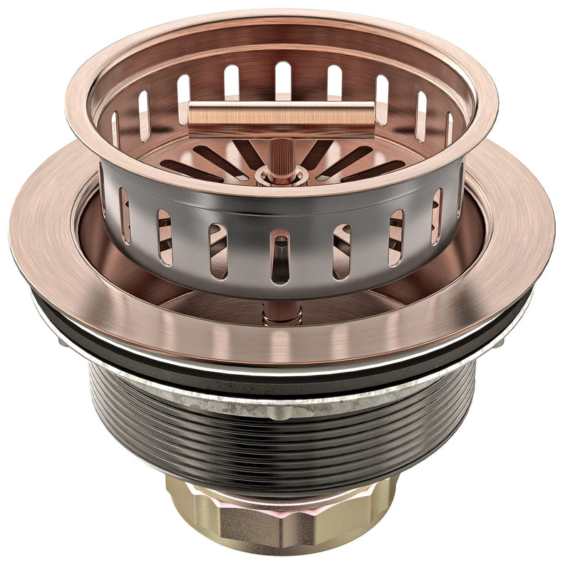 BOTEMY B9171 Copper Kitchen Sink Drain Kit 3 1/2 Sink Strainer for Kitchen Sink with Stainless Steel Strainer Stopper Drain Assembly Basket Strainer Fit Standard Sink Drain Hole(Antique Copper) Antique Copper