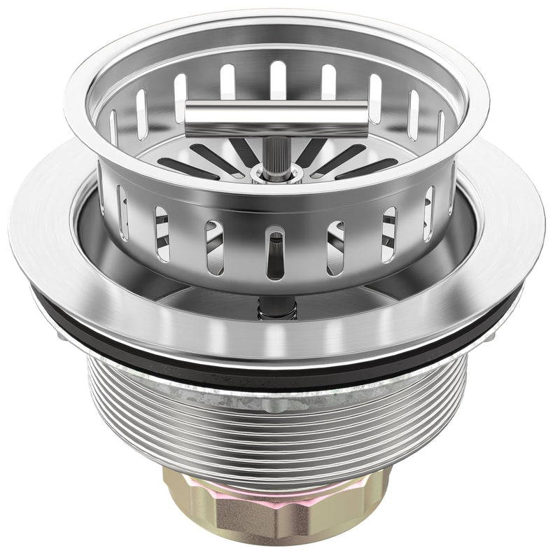 BOTEMY B9171 Kitchen Sink Drain 3 1/2 Inch Kitchen Sink Drain Strainer Assmebly Kit Stainless Steel Sink Strainer Basket/Drain Stopper for 3.5'' Standard American Drain Hole (Brushed) Brushed