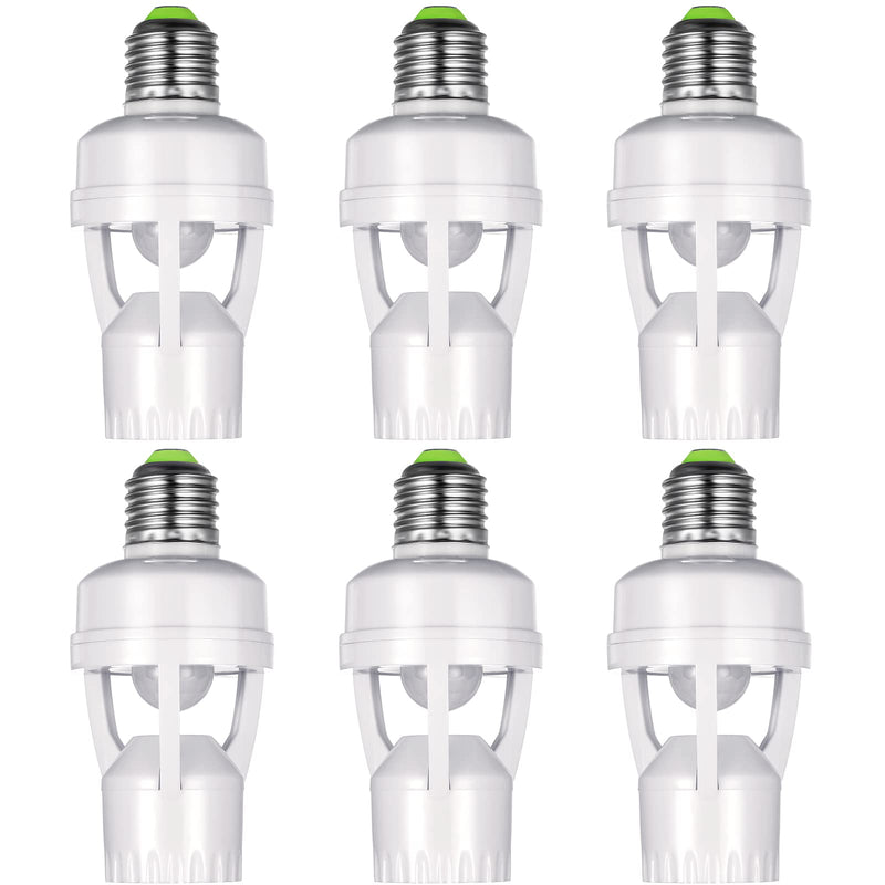 Hortsun 6 Pieces Motion Sensor Light Socket Smart Screw in Light Bulb Outlet Compatible with E26/e27 Motion Activated Bulb Holder Adapter Automatic Control for Garage Storage Room