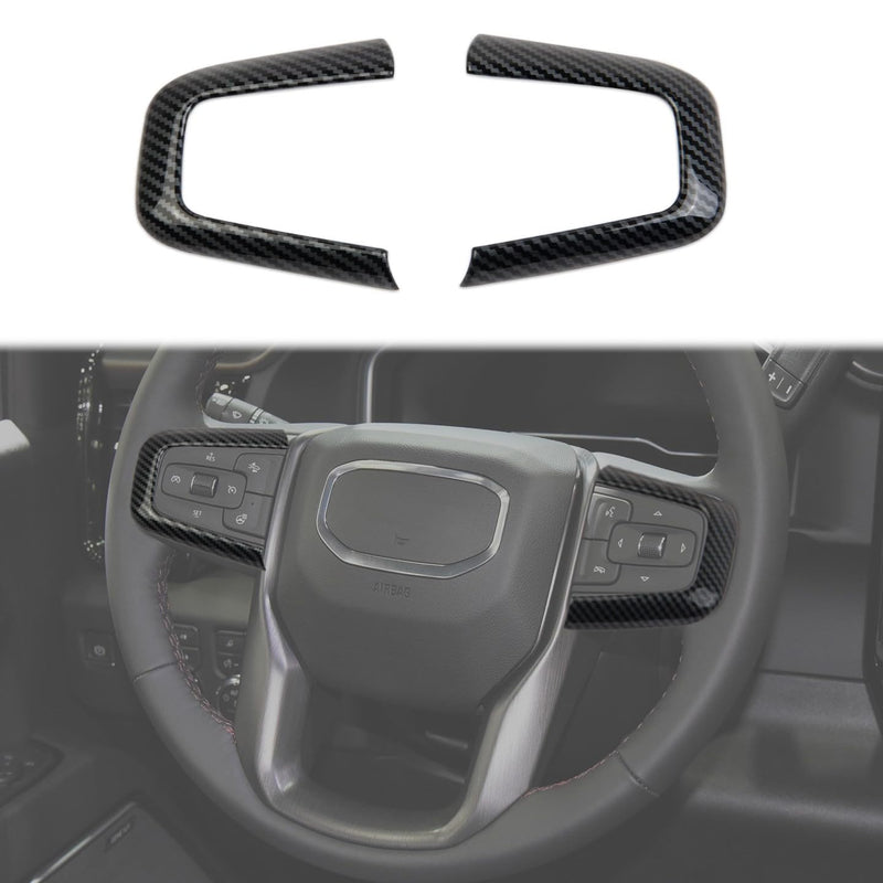 Korlot Carbon Fiber Outlook Steering Wheel Interior Cover Trim Accessories for GMC Yukon 2021-2024 for Sierra 1500 2500 3500 2019-2026