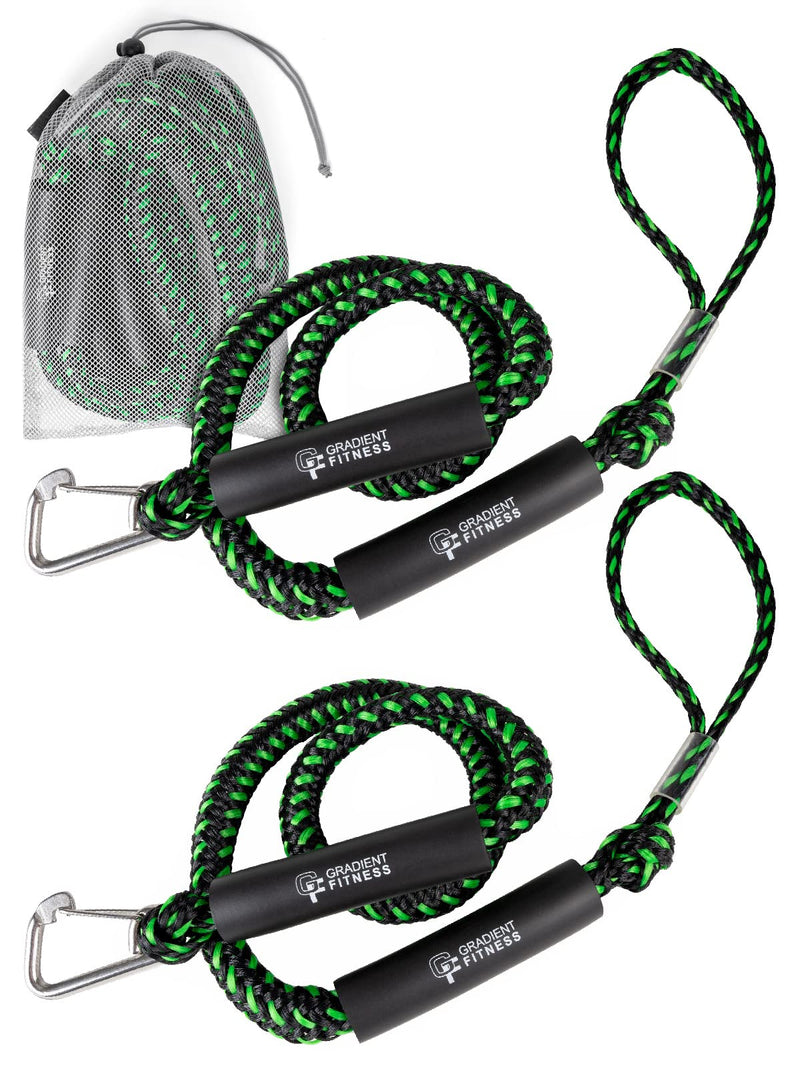 Dock Lines for Boat - Marine Grade Double Braided Nylon Rope - 6500 lb High Tensile Mooring Strength - Bumper Cord for Pontoon, Jet Ski, Kayak - by Gradient Fitness Boat Bungee | 4 ft (2 Pack)