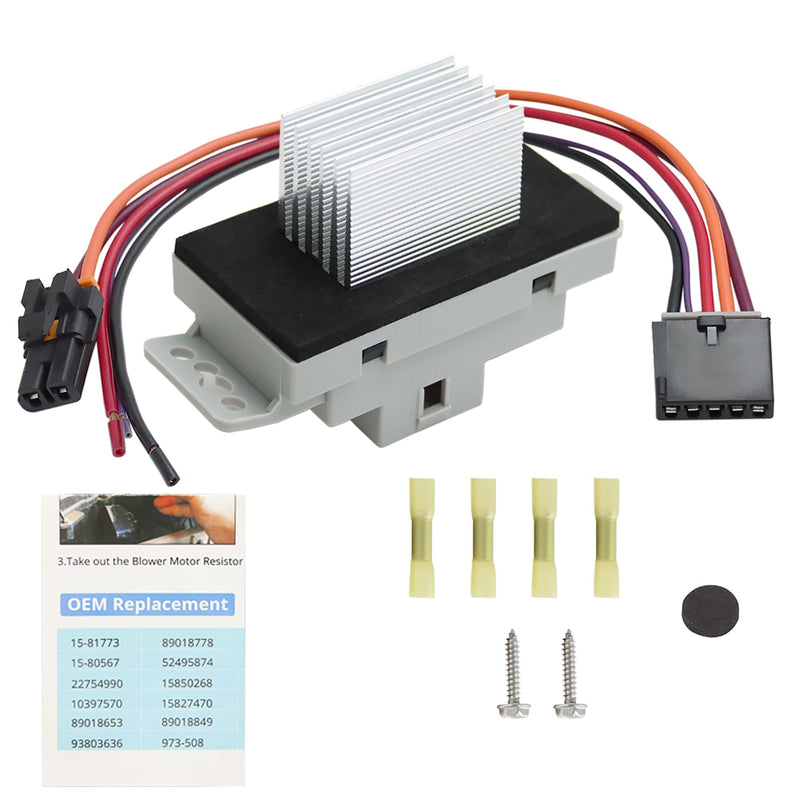 HVAC Blower Motor Resistor Kit Compatible with Chevy, GMC - Silverado, Tahoe, Suburban, Avalanche, Sierra, Yukon XL Rplace# 15-81773, 15-80567, 89018778, 89019351, 19260762