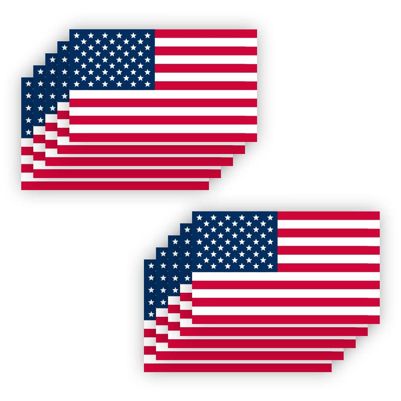 IGNIXIA American Flag Decal, USA Flag Car Stickers 5x3 Inches American Flag Sticker (Pack of 10) Support US Military Waterproof Bumper Stickers, USA Window Stickers (USA Flag)