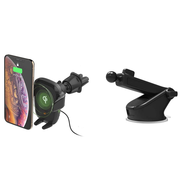 iOttie Auto Sense Qi Wireless Car Charger + Extra Mounting Base - Automatic Clamping Wireless Charging CD & Air Vent Phone Mount for Google Pixel, iPhone, Samsung Galaxy, Huawei, LG, & Smartphones Auto Sense Air Vent/CD Mount + Dashboard Mounting Base