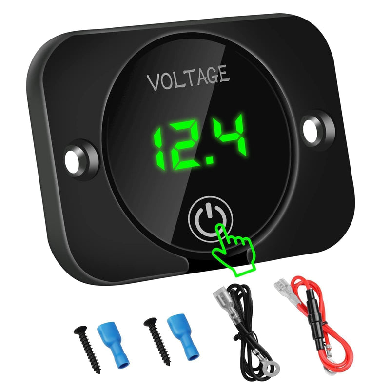 Linkstyle Voltmeter 12V 24V, Digital Display Voltage Gauge 12V, Waterproof Volt Meter Gauge, Battery Capacity Voltage Meter Green