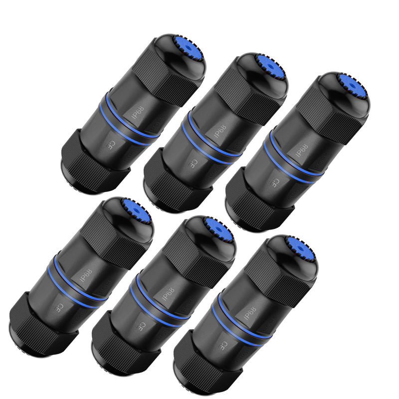 VCELINK Waterproof RJ45 Coupler IP68 Short Profile, Cat6/Cat5E/Cat5 Waterproof Ethernet Connector Shielded, Outdoor Network LAN Cable Extender PoE, 3.23in (Blue-6 Pack) 6