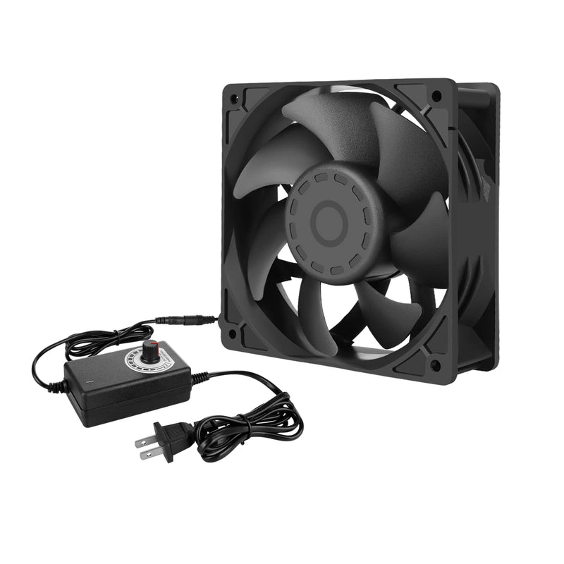 High cfm Computer Fan 120mm x 38mm 110V 220V AC Powered Variable Speed Fan Cooling Components for Receiver Xbox DVR PlayStation Mining Rig Case Server Cabinet Grow Tent GPU Workstations 4.7x4.7x1.5in