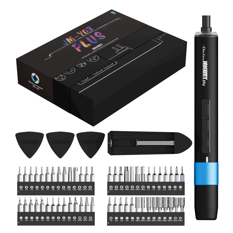 Precision Electric Screwdriver Kit, JAKEMY 61 In 1 Manual & Automatic Torque Power Screwdriver Set Rechargeable Cordless with LED Light for Laptop/Phone/Glasse/Watch Jm-y03