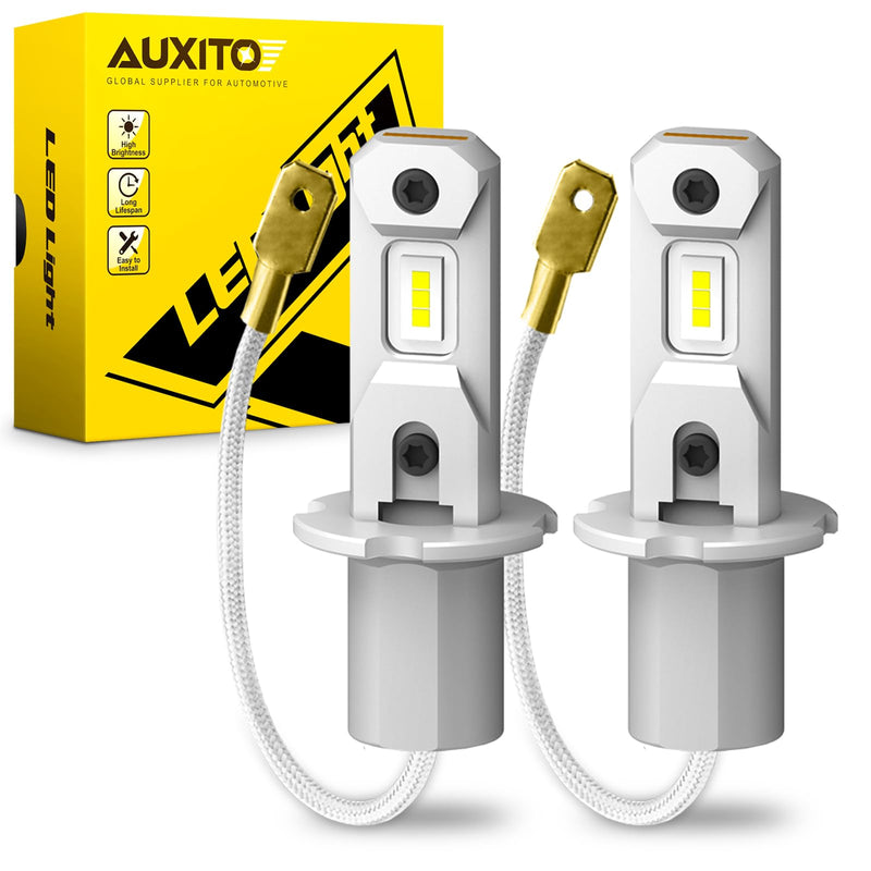 AUXITO H3 LED Fog Light Bulbs 6500K White, 300% Brighter CSP Chips, 1:1 Mini Size, Plug n Play, H3ll LED Bulb Light for Fog Lamp, DRL, High/Low Beam, Pack of 2 Cool White H3/H3ll