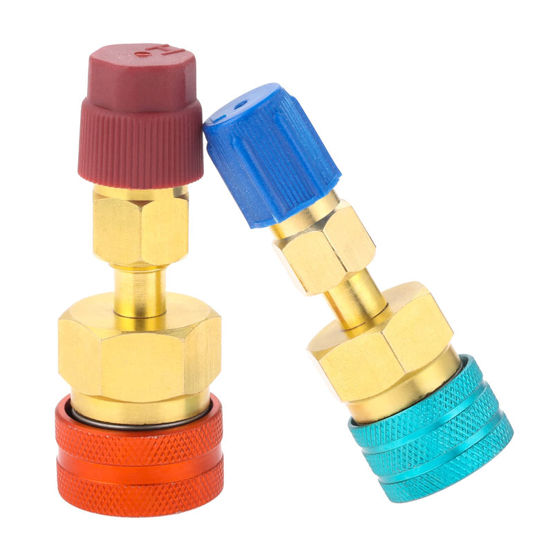 R1234YF Quick Couplers Kit, R1234YF to R134A Conversion Kit, High/Low Side Quick Coupler Adapter, 1234YF Quick Couplers Adapters & AC Hose Connectors for Car AC Refrigerant Charging-2PCS