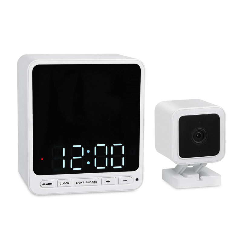 Wasserstein Alarm Clock Camera Case - Compatible with Wyze Cam V4/V3/V3 Pro/OG - Cover for Low-Key Camera Placement (White) (Camera NOT Included) for Wyze Cam V3