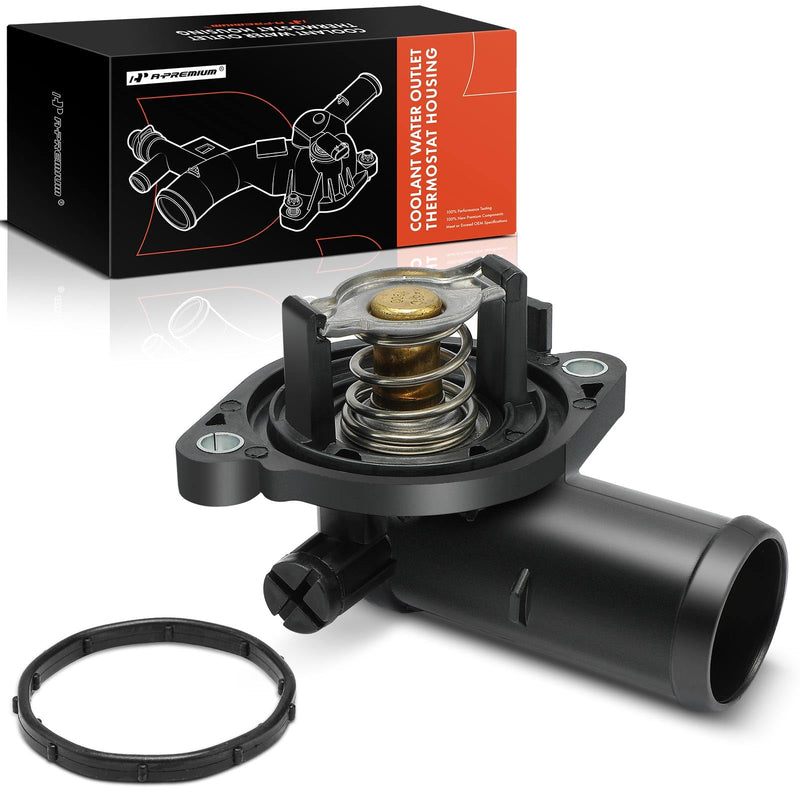 A-Premium Engine Coolant Thermostat Housing Assembly with Gasket Compatible with Jeep Cherokee & Dodge Grand Caravan, Journey, Avenger & Chrysler Town & Country, 200 & Volkswagen Routan & Ram