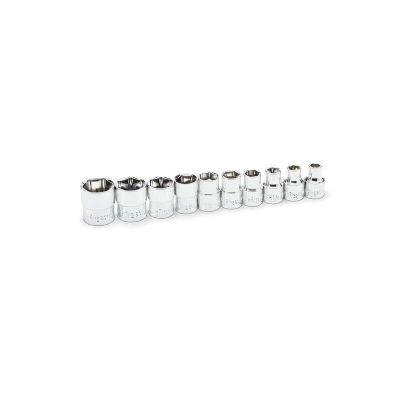 GEARWRENCH 10 Piece 1/4" Drive 6 Point SAE Stubby Socket Set - 81395