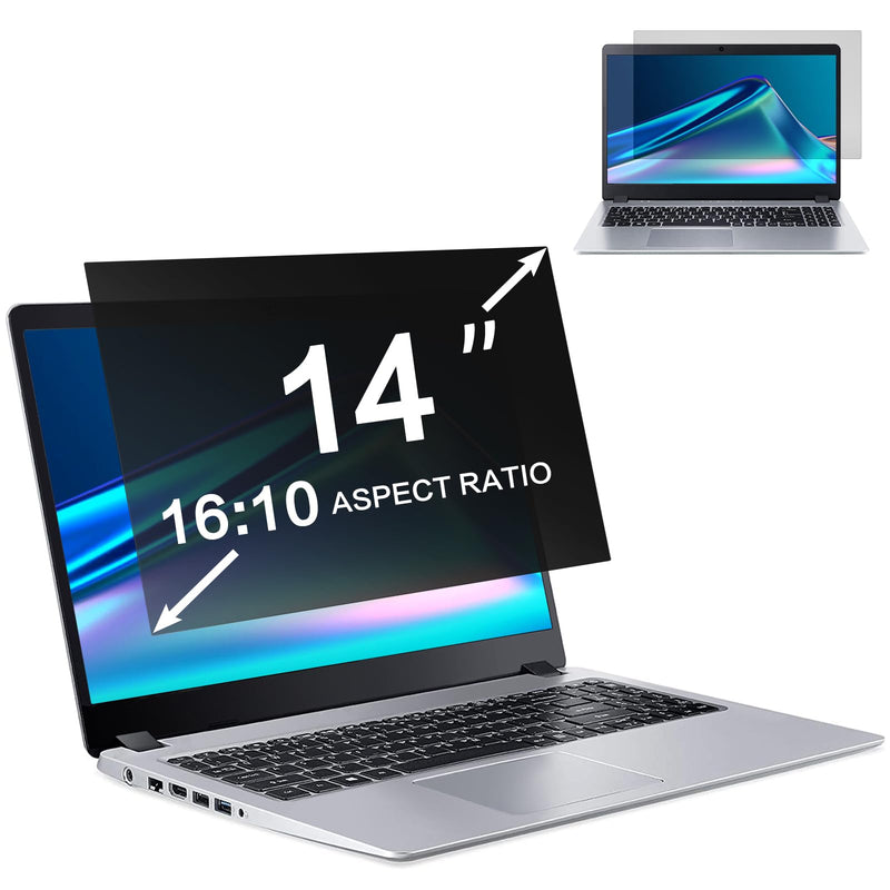 ZOEGAA 14 Inch Laptop Privacy Screen Filter, for 16:10 Widescreen Monitors -Dell HP Acer Samsung Lenovo ASUS Toshiba, Removable Privacy Screen Anti-Peeping, Anti Blue Light Blocking and Anti Glare 14 in (16:10) privacy screen