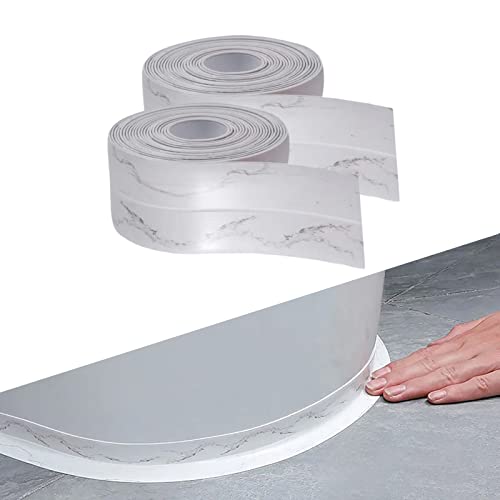 Dstorelhp 2PCS Caulk Tape, White Marble, 1.5" x 10.5Ft White Marble-2PCS
