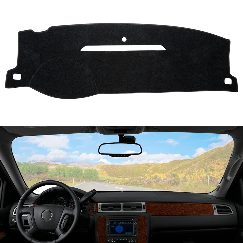 Dashboard Dash Cover Mat Carpet Compatible with 07-14 Chevy Tahoe Suburban Denali Avalanche GMC Yukon/XL,07-13 Chevy Silverado Sierra Without Dash Speaker and Only One Glove Box(Airbag box can open) 07-14 Chevy&GMC(2)