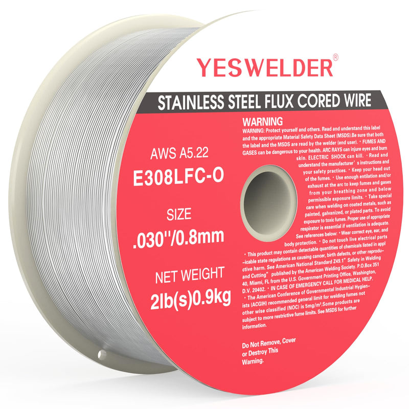 YESWELDER Stainless Steel Flux Cored MIG Wire, E308LFC-O .030-Diameter, 2-Pound, Strong ABS Plastic Spool Welding Wire E308LFC-O Stainless Steel Flux Cored Wire .030-inch 2LB