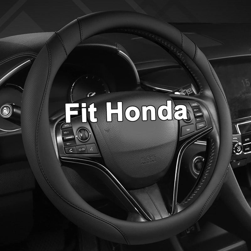West Llama Customized Auto Car Steering Wheel Cover for Honda (Black) Standard size (14 ½''-15'') A-Black