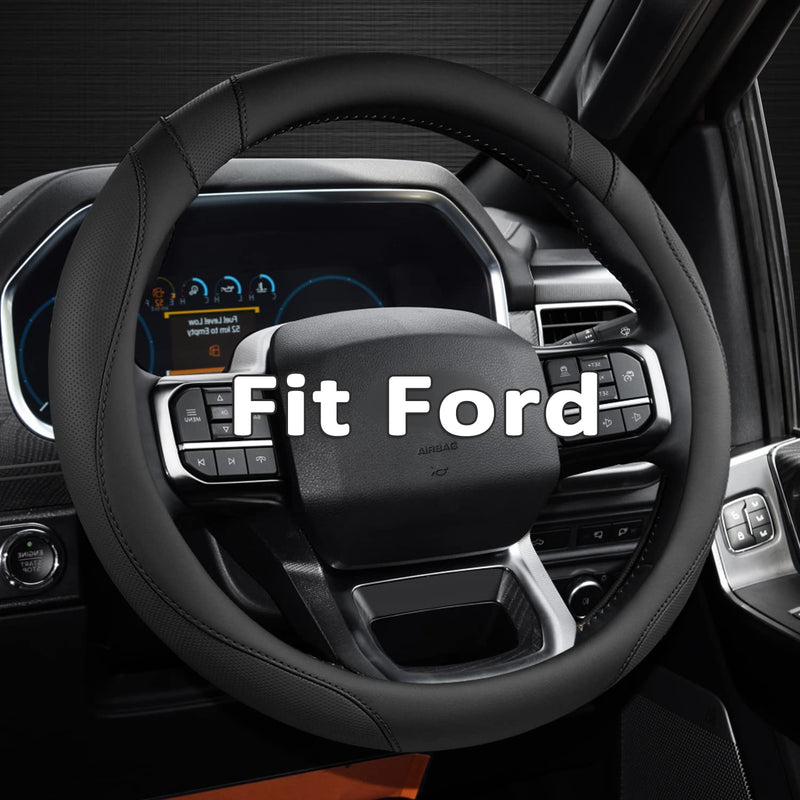West Llama Customized Auto Car Steering Wheel Cover for Ford F-150, F-250, F-350, Expedition (Black) Large size (15 ½''-16'') Black