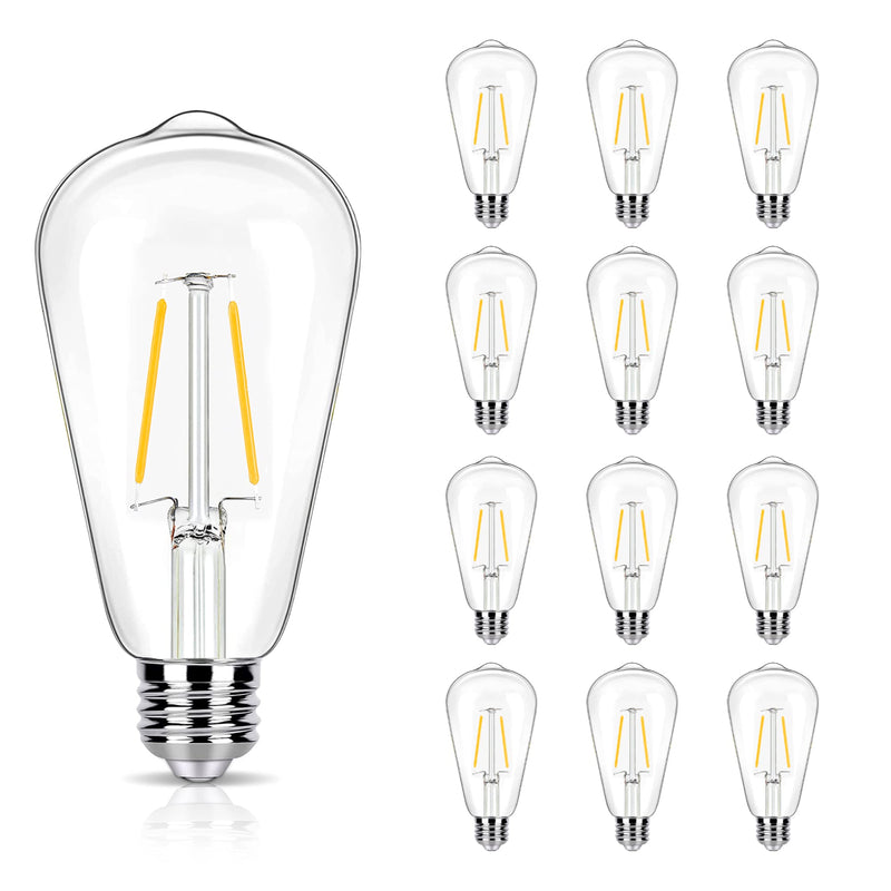 12 Pack 2W LED Edison Bulbs, 25 Watt Light Bulbs Equiv, 2700K Soft Warm with E26 Standard Base, LED ST19 Low Watt Light Bulbs, 250LM, Not-Dimmable, 120V 2700k Soft White 12 Count (Pack of 1)