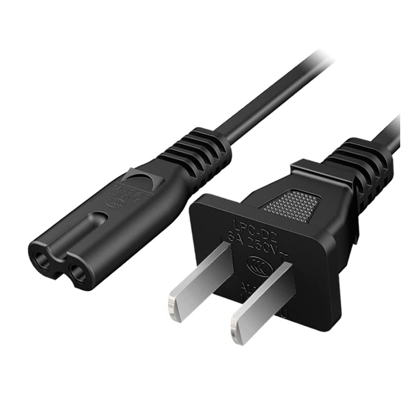  [AUSTRALIA] - AC 2 Prong C8 Power Cord 5ft Standard 2-Slot for TV PS4 PS5 Speaker Monitor Xbox Wall Power Cable Replacement Black