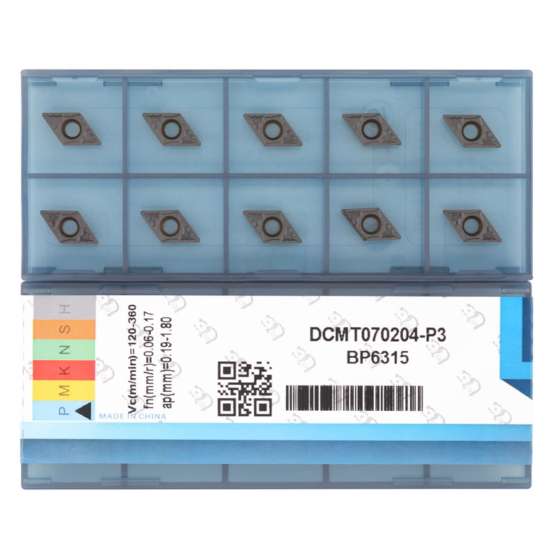 CNC Carbide Inserts DCMT070204/ DCMT21.51 for Metal Cutting Steel, DCMT Metal Lathe Tool for Steel, 10 Pcs