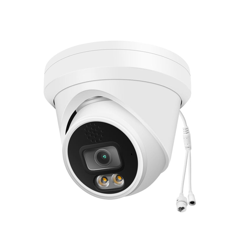 Real HD 6MP Add-On Full Color Night Vision Dome IP Camera for IP NVR Systems, with Visiable White Lights, 105° Viewing Angle, Outdoor, Compatible with Ⲏіk NVR, NDAA Compliant 6MP Turret POE Camera White