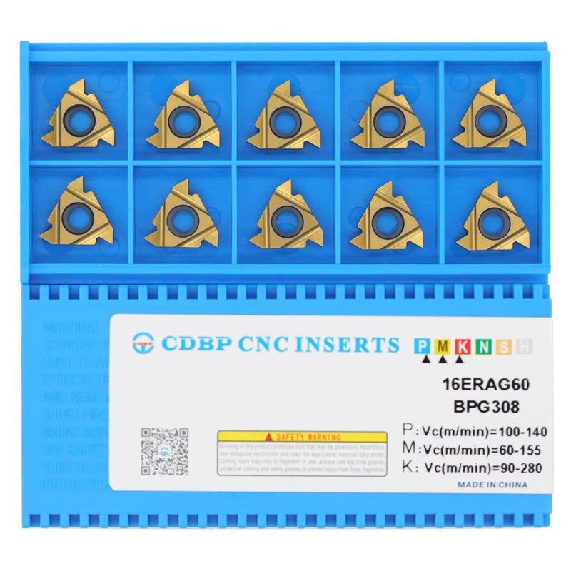16ER AG60/16IR AG60 Standard Laydown Threading Insert, External Partial Profile 60 Degree Thread, 10 PCS 16ER AG60