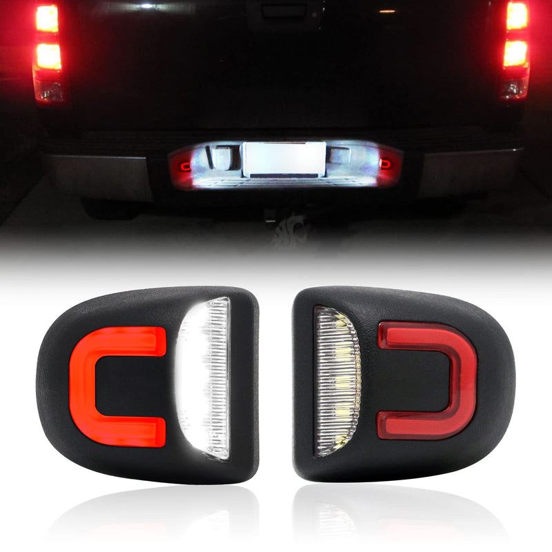 R&F Auto Red U-shaped LED License Plate Lights Compatible with Silverado & Sierra 1500 2500 3500 HD/Avalanche/Tahoe/Suburban/Traverse/Yukon/Yukon XL/Escalade & ESV/EXT Pickup Tag Lamp C, Red Tube
