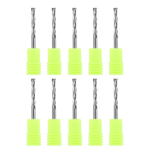 1/8 Inch Shank with 1/8 Inch Cuting Dia Carbide End Mills Up & Down Cut Compression Bit 2 Flutes Milling Cutter for Engraving Milling 3D sculpturing Roughing Composite Multilayer Pack of 10 1/8" Shank-1/8" Dia-7/8" CEL