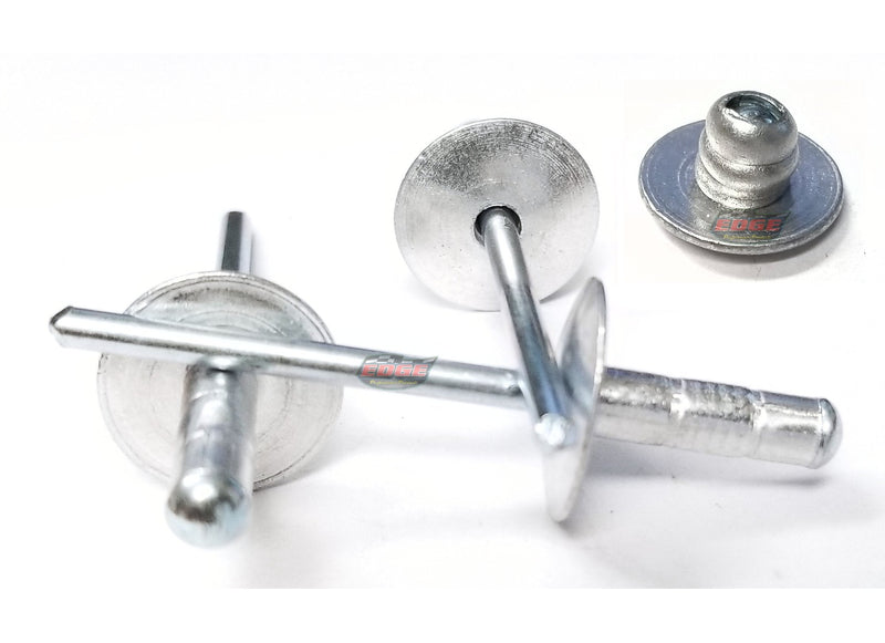 Mill 3/16" Aluminum Large Head with Steel Mandrel Multi Grip Pop Rivets Fasteners .275 - .598 Grip Range 250 Mill