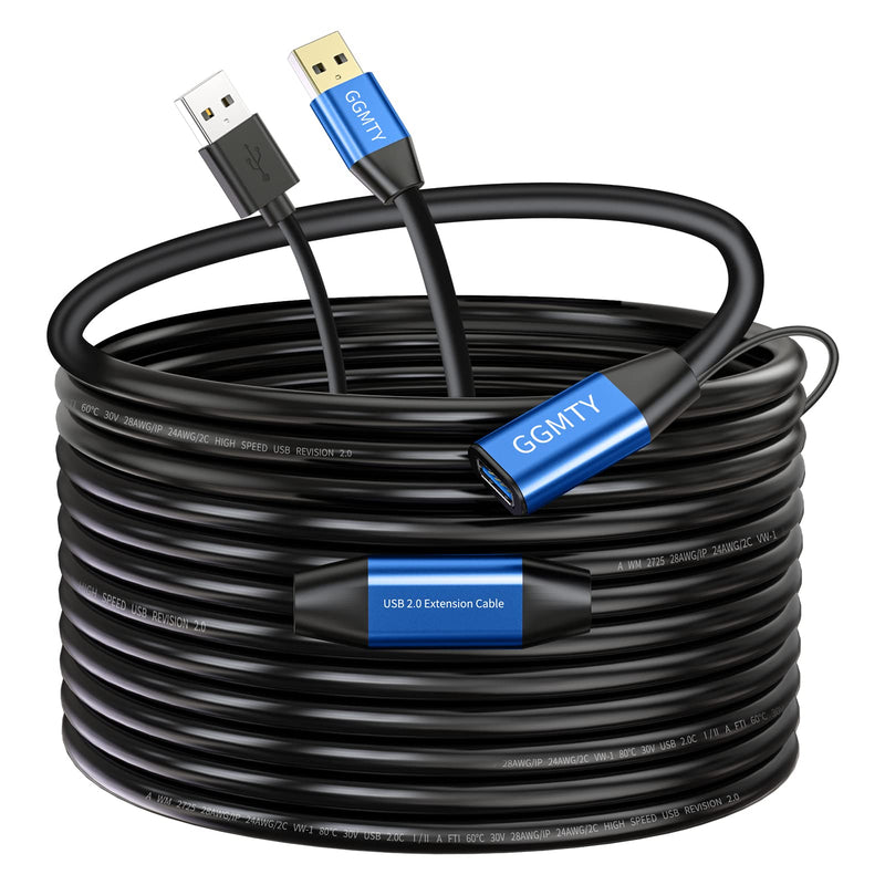 USB 2.0 Type A Male to A Female Active Repeater Extension Cable 50ft, High Speed 480 Mbps 50 ft Blue
