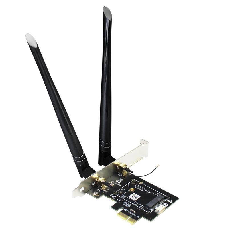 GLOTRENDS WA01 M.2 E Key to PCIe X1 WiFi Bluetooth Adapter for M.2 WiFi 4/5/6/6e/7/Coral TPU Module, with 6-dBi SMA Antenna Kits M.2 Key E to PCIe