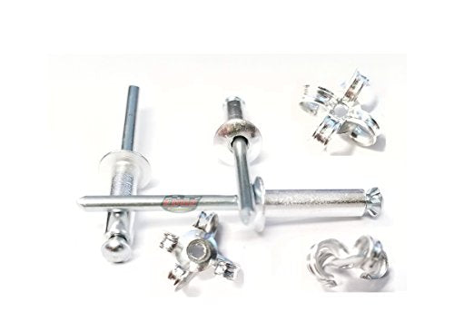 Mill 3/16" Pop Rivets Aluminum Small Head Exploding Banana Peel Back Fasteners .125 - .560 Grip Range 50 Mill