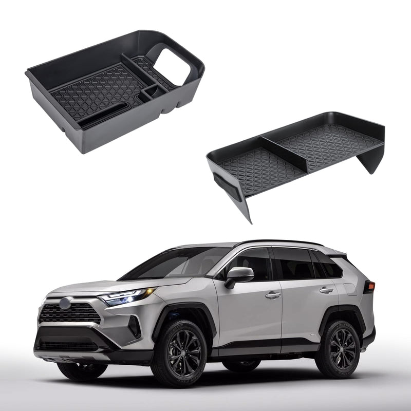 2PCS Center Console Organizer Tray and Armrest Storage Box Compatible with Toyota RAV4 2025 2024 2023 2022 2021 2020 2019 Insert Secondary Storage box Accessories 2PCS