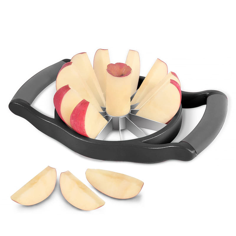 Newness Apple Cutter Slicer, 12-Slice Durable Heavy Duty Corer, Greatly Quicken Slicing Divider, Wedger, Fruits & Vegetables Slicer for Apple, Pear and More, Black 12-Blade