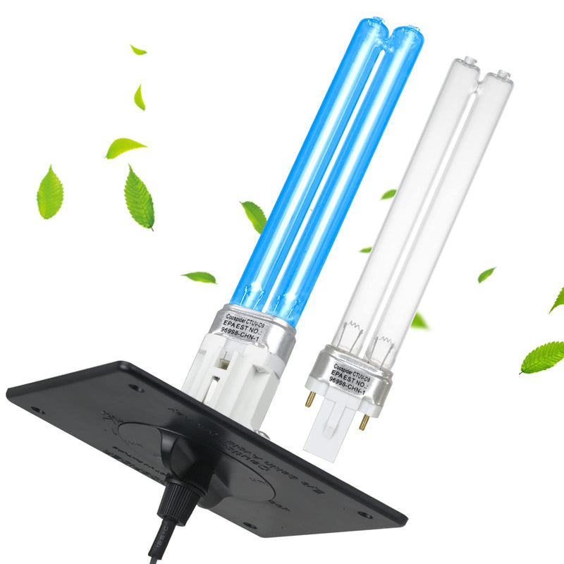 COOSPIDER 9W HVAC UV Light Lamp, Air Purifier for Whole House, UVC Light in Duct for AC Duct with 1 Spare Bulb, 253.7nm Wavelength Ozone Free 110V (CTUV-D9) 9W Lamp