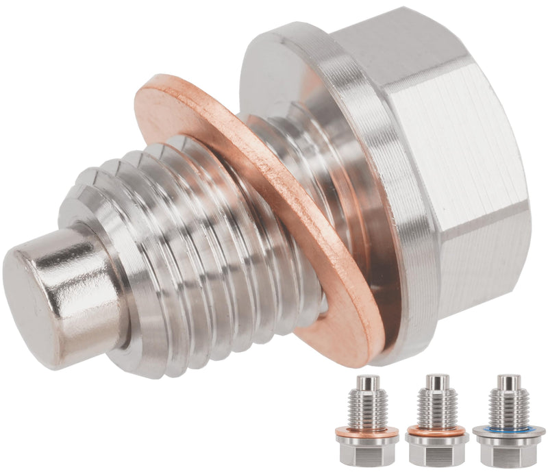 1PC M14x1.5MM Stainless Steel Engine Magnetic Oil Drain Plug Fits for Honda Accord Civic CR-V Odyssey, Acura Ford GM Mazda Hyundai KIA Audi RAM Yamaha And More Vehicles, Replace DP001 M14x1.5