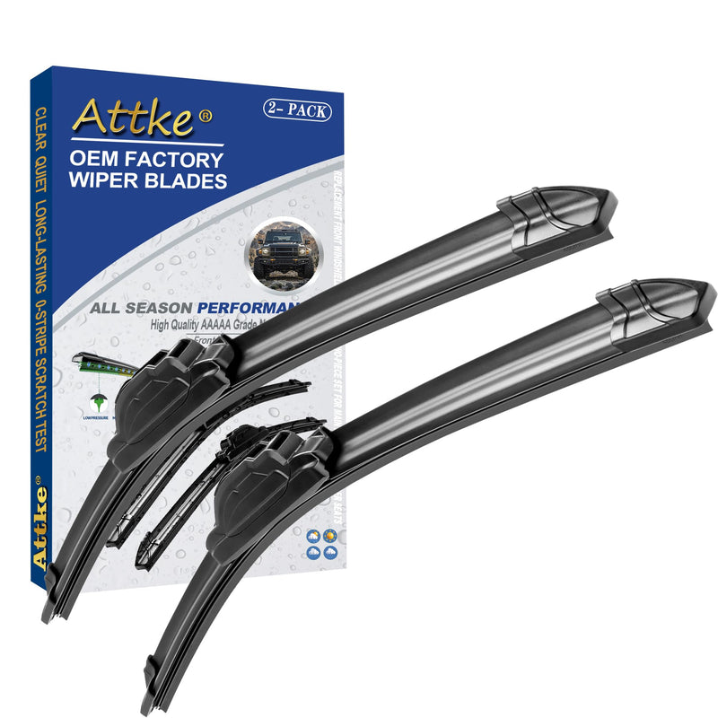 ATTKE OEM Quality Front Windscreen Wiper Blades for Toyota 4Runner 1984-2002/Toyota Tacoma 1995-2004 (17″+17″ Front Windshield Wiper Blade Set) 17" + 17" U-Hook