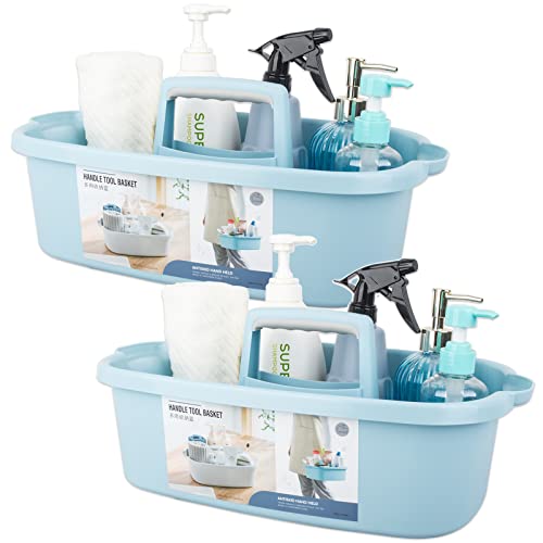 Large Cleaning Supplies Caddy Portable Shower Caddy Basket Blue 2 Pack Large, 2pcs