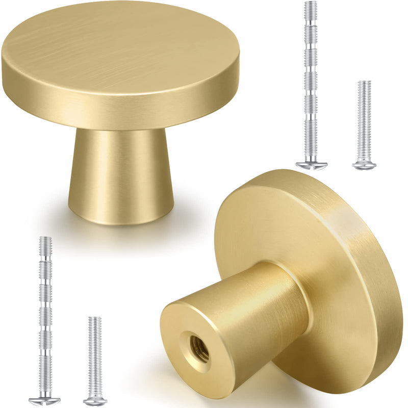 Hotop 30 Pack Gold Cabinet Knob Kitchen Round Dresser Drawer Pulls and Handles with Kinds Screws for Hardware Dresser Drawer Aluminum Alloy Oxidation Wire Drawing Handle (Mushroom) Mushroom