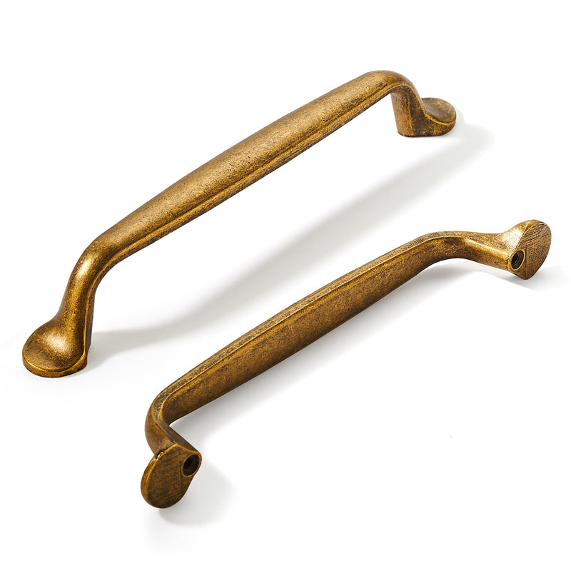 khtumeware Antique Brass Cabinet Pulls,10 Pack 5 inch Kitchen Cabinet pulls Vintage Cabinet Handles. 5" Hole Center 10 Pack