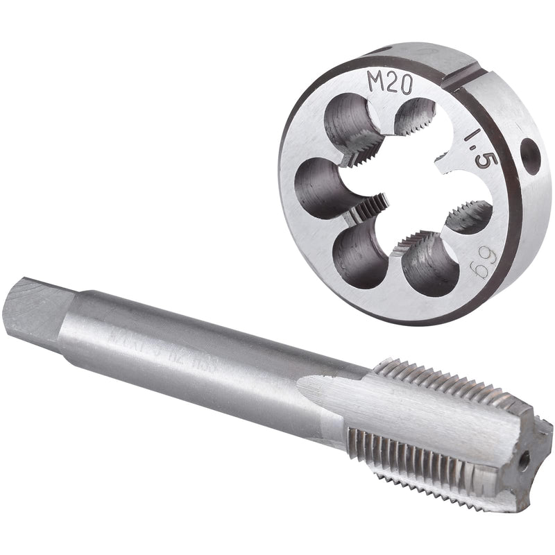 Burkit M20 X 1.5 Tap and Die Set, M20 x 1.5 Machine Thread Tap and Round Die Right Hand M20x1.5