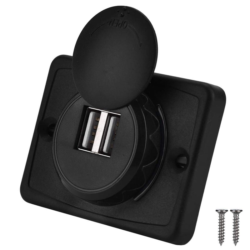 USB Car Charger, 12v 24v Mini Panel Dual Socket Power Adapter Outlet with Cap Quick Surface Mount Multi Device Charging for Cars Bus Boat Automotive Marine Truck Golf Cart Smartphone Laptop