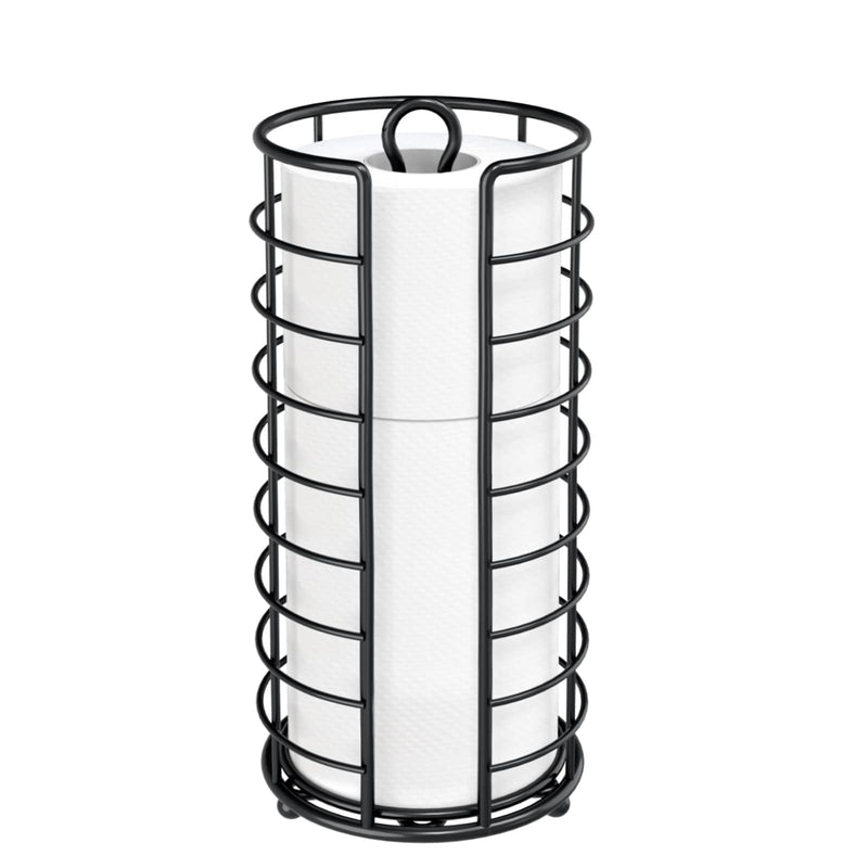 Toilet Paper Holder Stand, Freestanding Bathroom Toilet Paper Organizer, 3 Mega Roll Toilet Paper Holder for Under Sink, Vanity, Cabinet Shelf (Black) Black