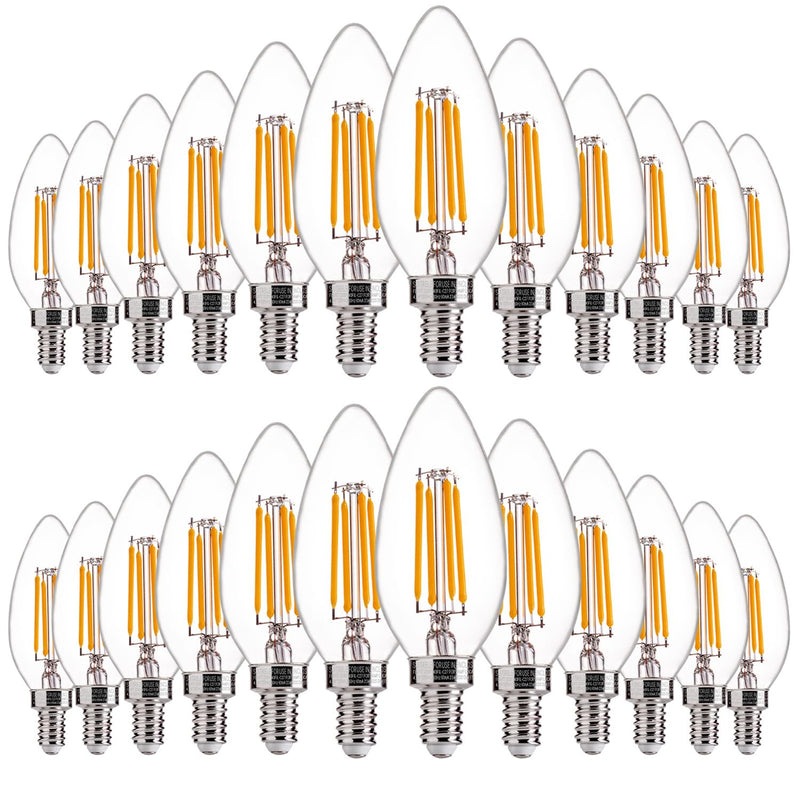 FLSNT 24 Pack LED Candelabra Bulbs 60W Equivalent, B11 Dimmable LED Chandelier Light Bulbs, E12 Base, 2700K Soft White 24 Count (Pack of 1)