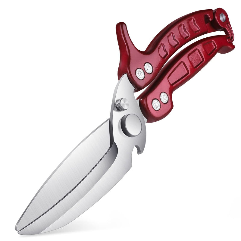DRAGON RIOT Heavy Duty Poultry Shears - A Must Have Kitchen Shears for Chicken and Meat Cutting - Dishwasher Safe and Stainless Food Kitchen Scissors for Thanksgiving Burgundy