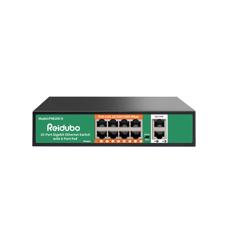 8 Port Gigabit PoE Switch with 2 Gigabit Uplink,1000Mbps PoE Ethernet Unmanaged Network Switch,120W, Plug & Play, VLAN, Suitable for Access Point-AP and PoE Surveillance Camera 10 port | 8*POE+(1000Mbps) (120w)