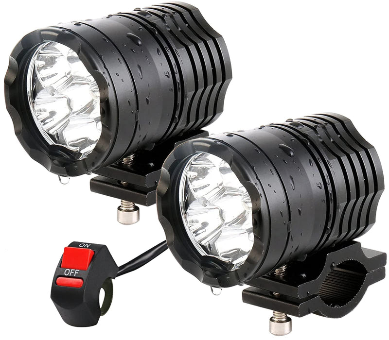  [AUSTRALIA] - Motorcycle Driving Lights 12-60V 40W 3600LM LED Fog Lights for ATV UTV Bike Car Truck Boat Forklift Waterproof LED Spotlights with 6 Light Beads High Low Strobe Beam Switch Universal (Black 2) Black 2
